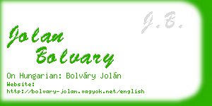 jolan bolvary business card